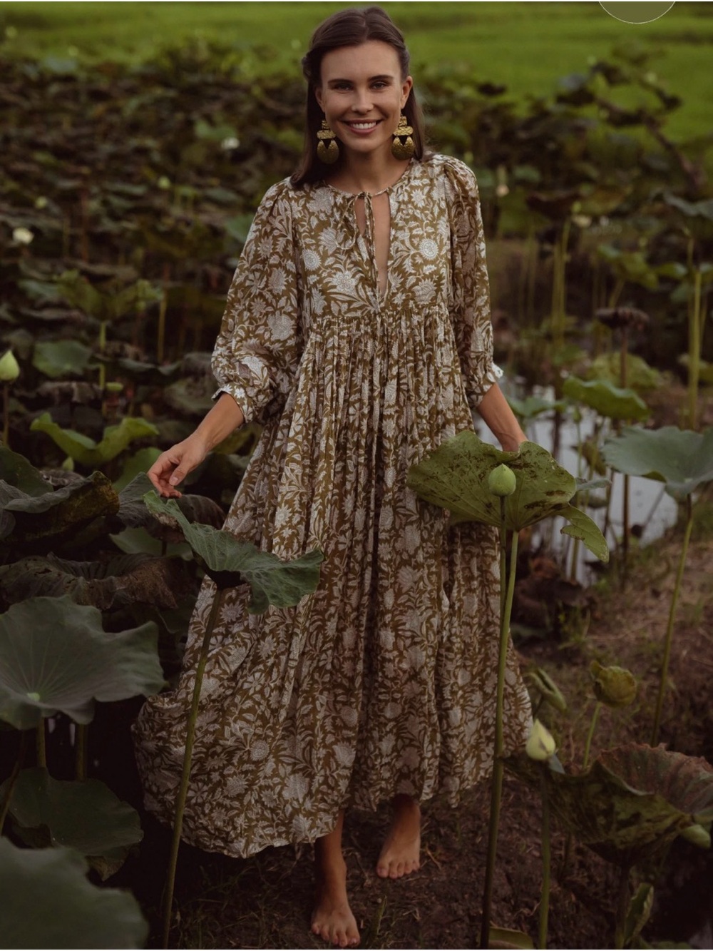 Daughters of India KYRA MAXI DRESS ~ OLIVE